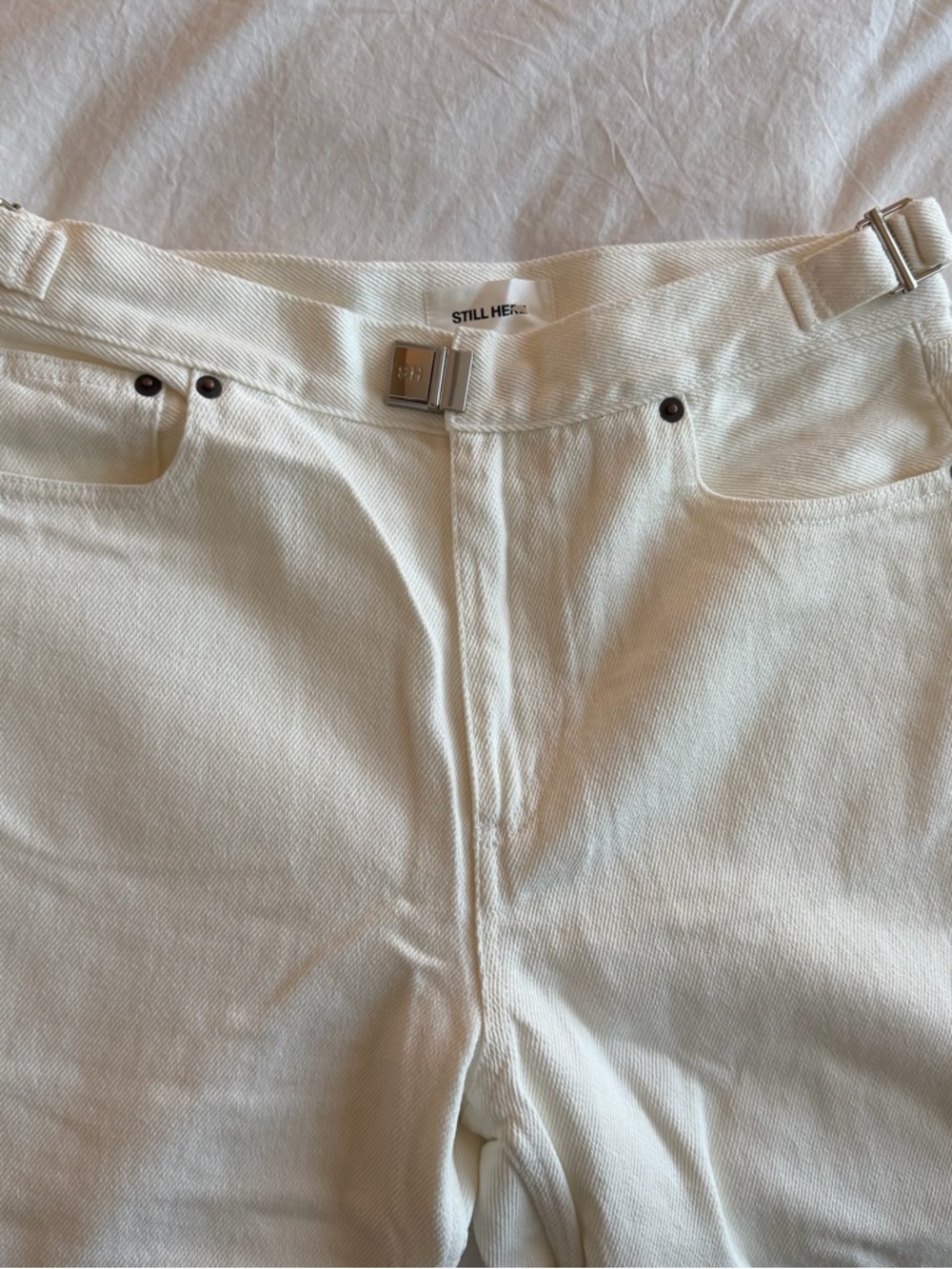 SOLD Still Here Buckle Jeans - Milk
